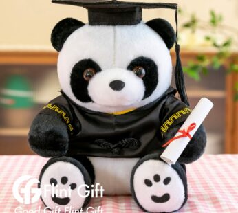 四方帽熊貓畢業公仔